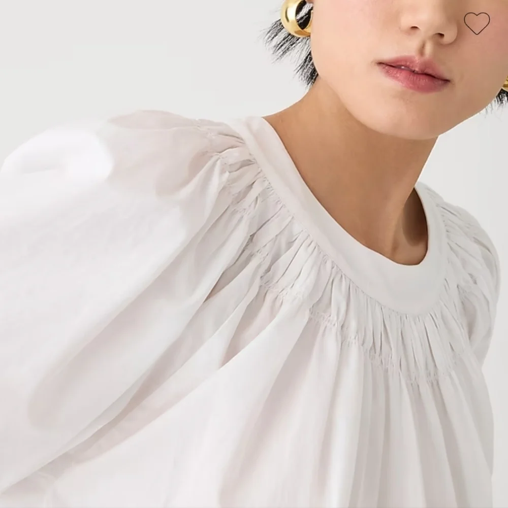 J Crew Smock-neck puff-sleeve top in cotton poplin| NWT |Sz XS